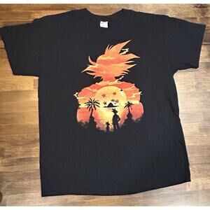 Dragon Ball Z Saiyan Sunset Mens Tee Shirt SZ L Vintage Y2K Style